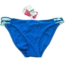 Hula Honey Blue Strappy Side Bikini Bottom Size Large NWT